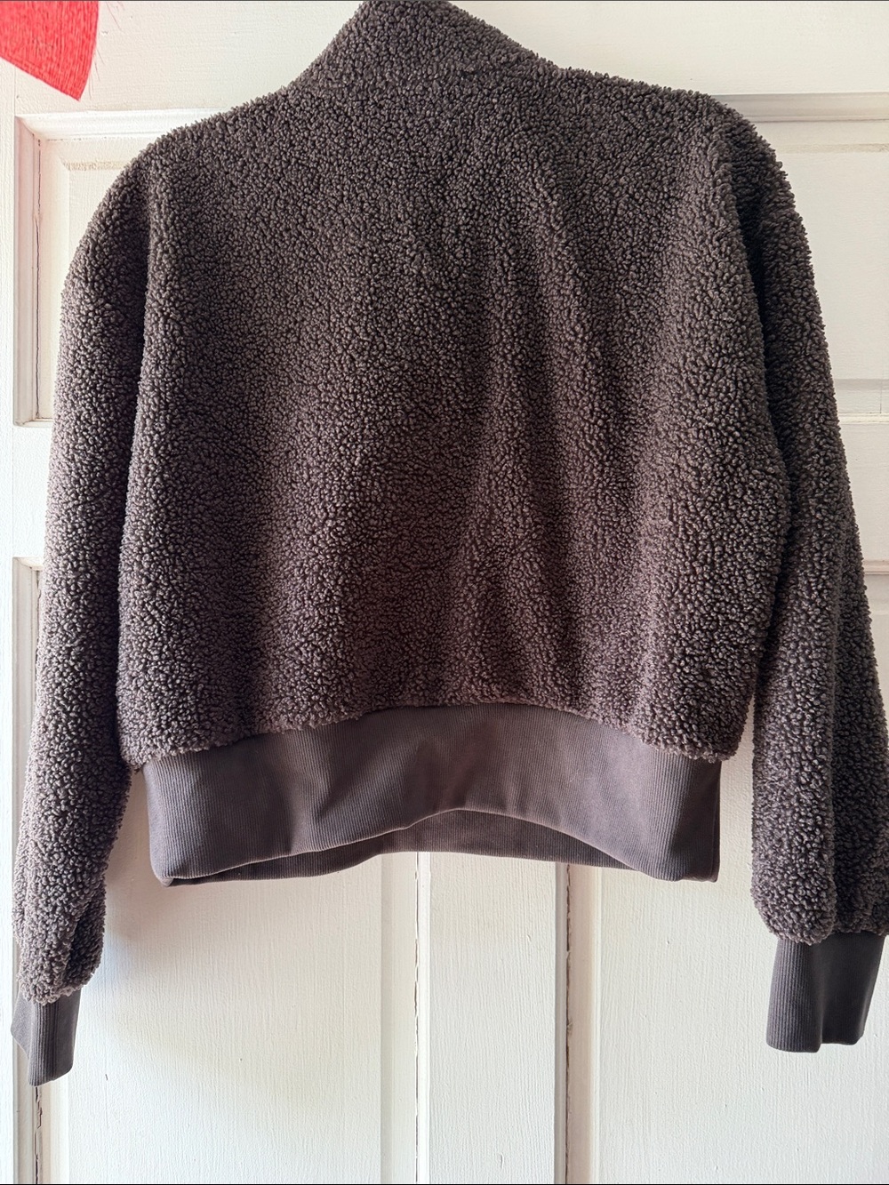 Athleta Dark Brown Sherpa Half-Zip Pullover - Picture 3 of 3